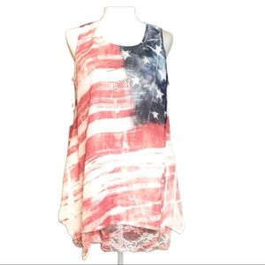 American Flag Tank Top Large 4th of July Memorial Day Patriotic
